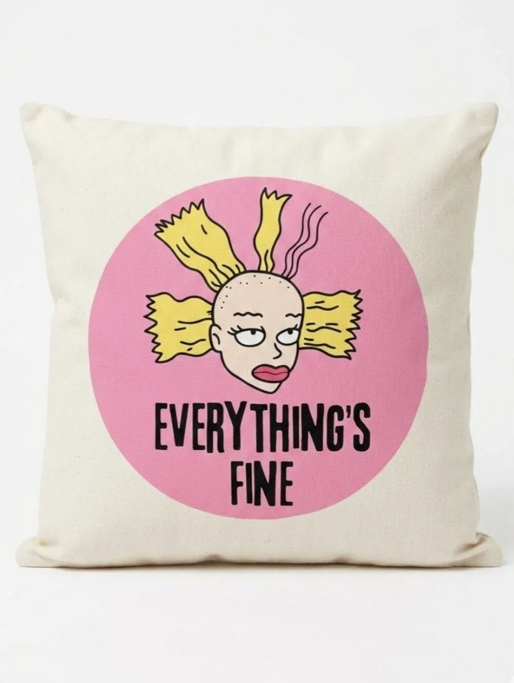 Everything's Fine Pink Graphic Throw Pillow Cover